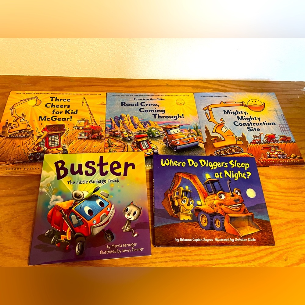 Set of 5 hardcover vehicle themed children’s books.